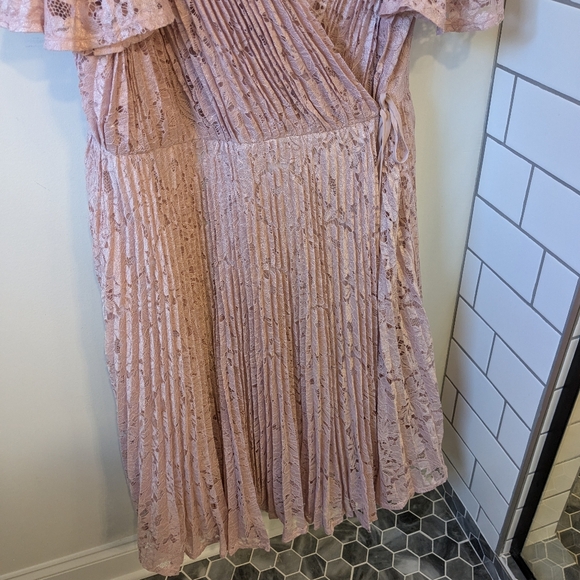 NEW ASOS DESIGN Curve Exclusive Lace Pleated With Tie Detail Blush Pink - Picture 6 of 12